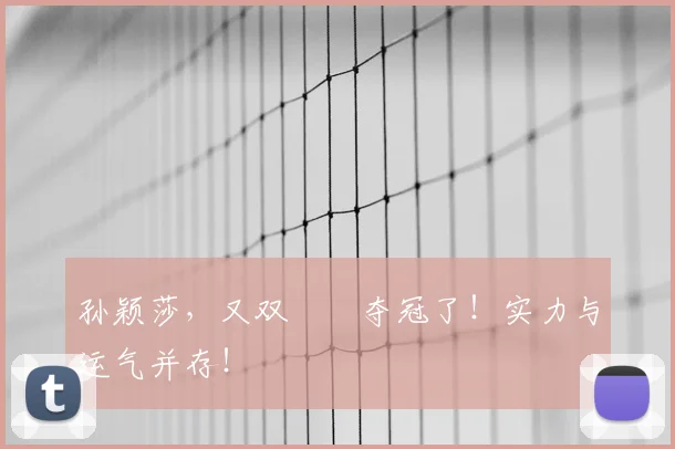 孙颖莎，又双叒叕夺冠了！实力与运气并存！
